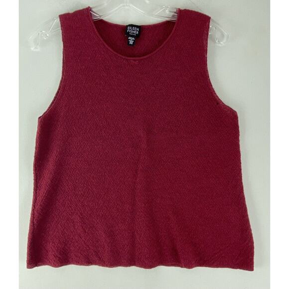 EILEEN FISHER Tank Top Size PM Wool Italian Yarn Red Brick Top (884) - Picture 1 of 13